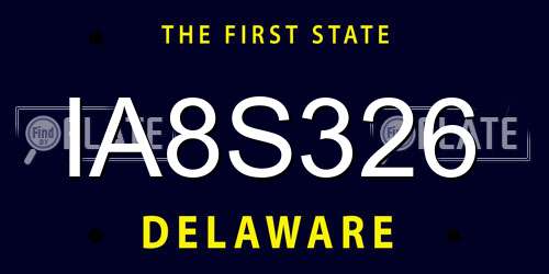 IA8S326 Delaware License Plate