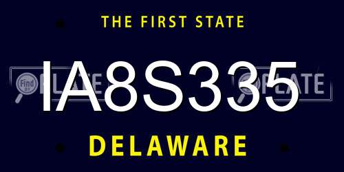 IA8S335 Delaware License Plate