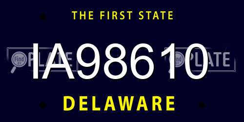 IA98610 Delaware License Plate