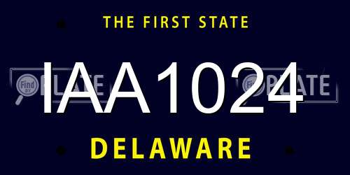 IAA1024 Delaware License Plate