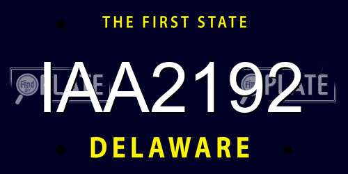 IAA2192 Delaware License Plate