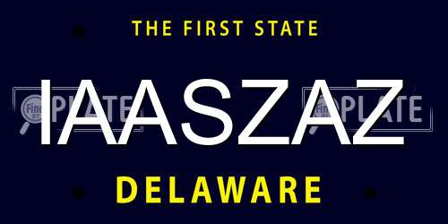 IAASZAZ Delaware License Plate