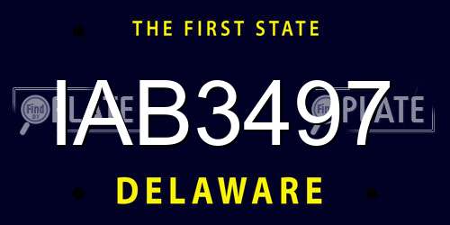 IAB3497 Delaware License Plate
