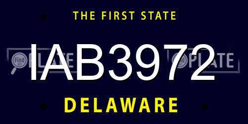 IAB3972 Delaware License Plate
