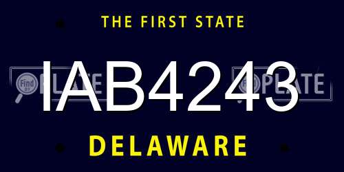 IAB4243 Delaware License Plate