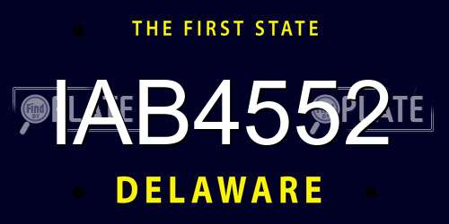 IAB4552 Delaware License Plate