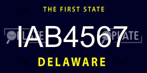 IAB4567 Delaware License Plate