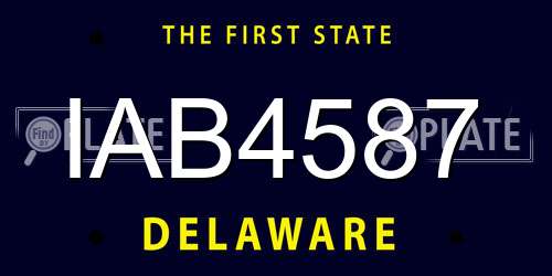 IAB4587 Delaware License Plate