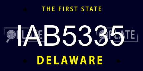 IAB5335 Delaware License Plate