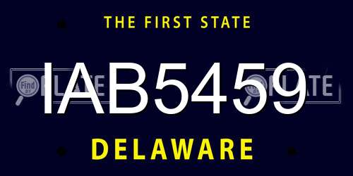 IAB5459 Delaware License Plate