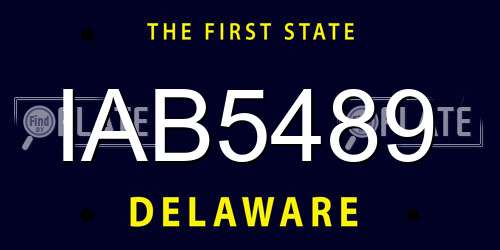 IAB5489 Delaware License Plate
