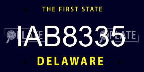 IAB8335 Delaware License Plate