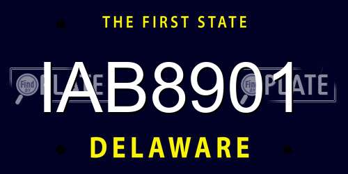 IAB8901 Delaware License Plate