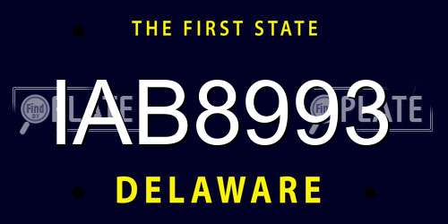 IAB8993 Delaware License Plate