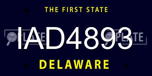 IAD4893 Delaware License Plate