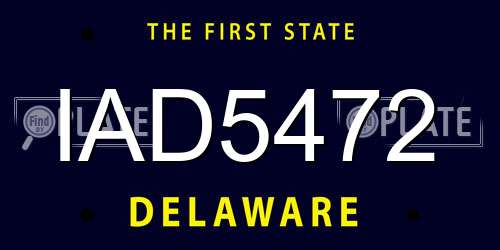 IAD5472 Delaware License Plate
