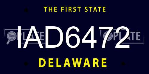 IAD6472 Delaware License Plate