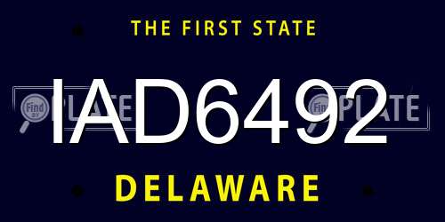 IAD6492 Delaware License Plate