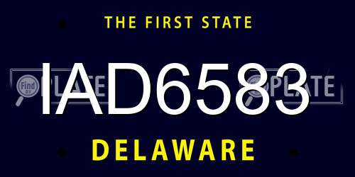 IAD6583 Delaware License Plate