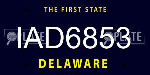 IAD6853 Delaware License Plate
