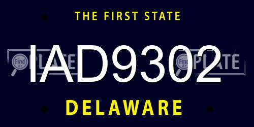IAD9302 Delaware License Plate