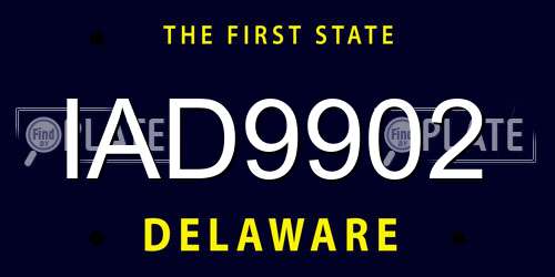 IAD9902 Delaware License Plate