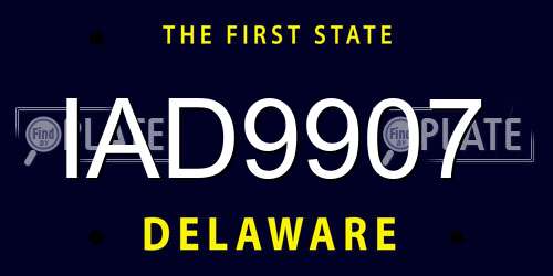 IAD9907 Delaware License Plate