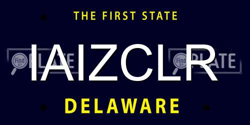 IAIZCLR Delaware License Plate