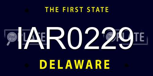IAR0229 Delaware License Plate