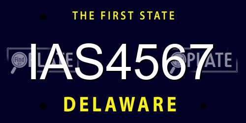 IAS4567 Delaware License Plate