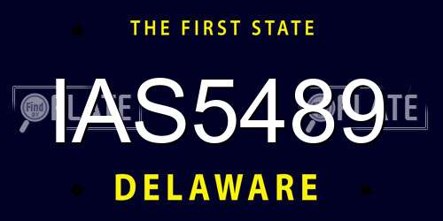 IAS5489 Delaware License Plate