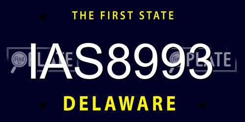 IAS8993 Delaware License Plate