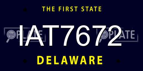 IAT7672 Delaware License Plate
