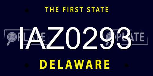 IAZ0293 Delaware License Plate