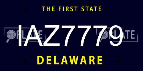 IAZ7779 Delaware License Plate