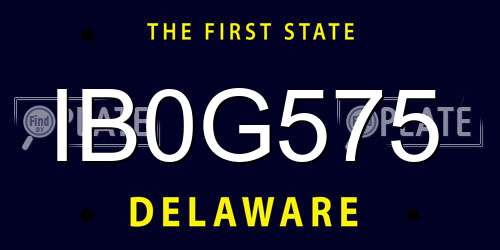 IB0G575 Delaware License Plate