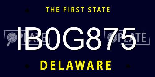 IB0G875 Delaware License Plate
