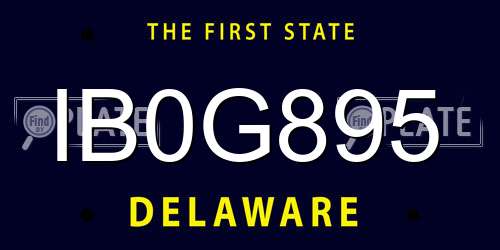 IB0G895 Delaware License Plate