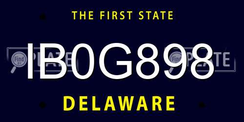IB0G898 Delaware License Plate