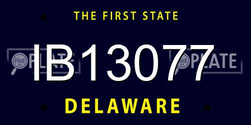 IB13077 Delaware License Plate