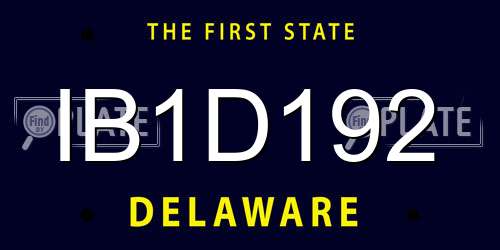 IB1D192 Delaware License Plate