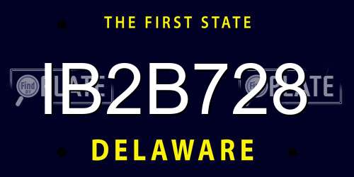 IB2B728 Delaware License Plate