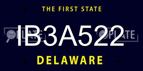 IB3A522 Delaware License Plate