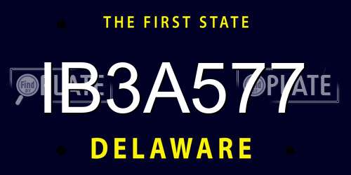 IB3A577 Delaware License Plate