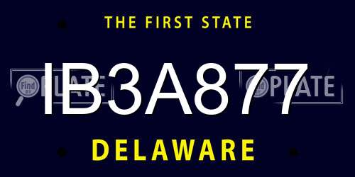 IB3A877 Delaware License Plate