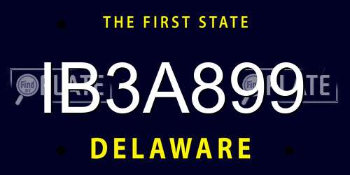 IB3A899 Delaware License Plate