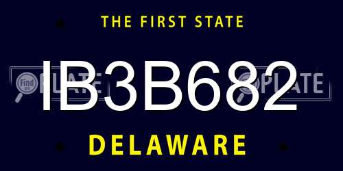 IB3B682 Delaware License Plate