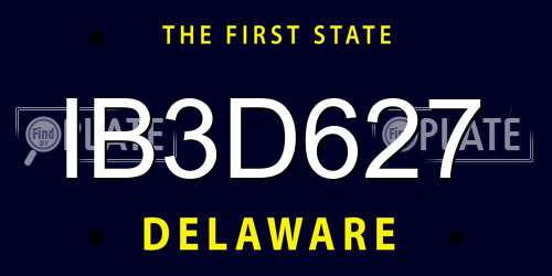 IB3D627 Delaware License Plate