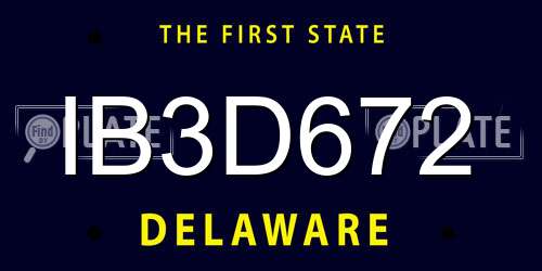 IB3D672 Delaware License Plate