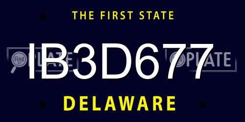 IB3D677 Delaware License Plate